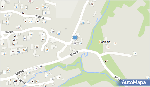 Kraków, Sadka, 29, mapa Krakowa