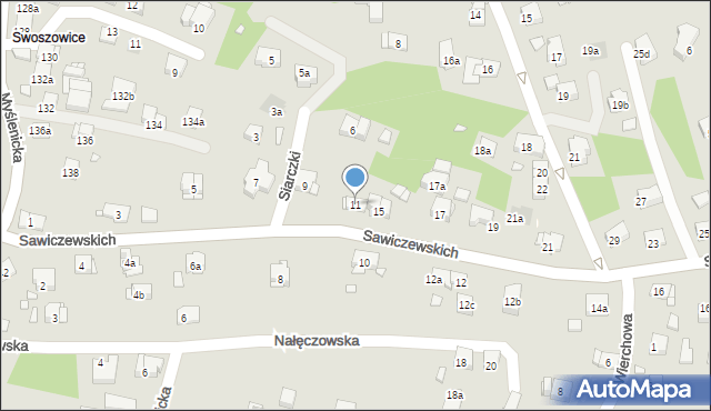 Kraków, Sawiczewskich Józefa i Floriana, 11, mapa Krakowa