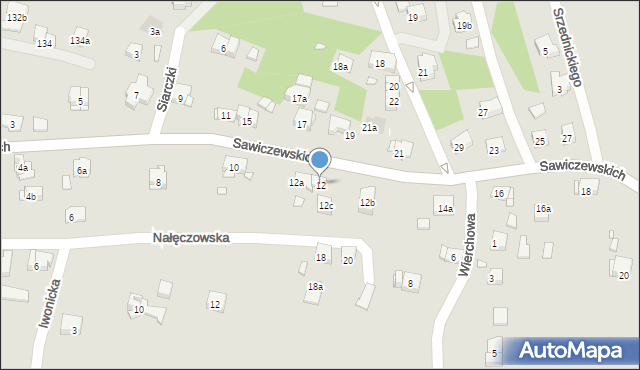 Kraków, Sawiczewskich Józefa i Floriana, 12, mapa Krakowa