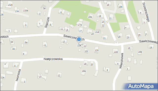 Kraków, Sawiczewskich Józefa i Floriana, 12a, mapa Krakowa