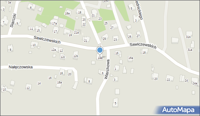 Kraków, Sawiczewskich Józefa i Floriana, 14a, mapa Krakowa