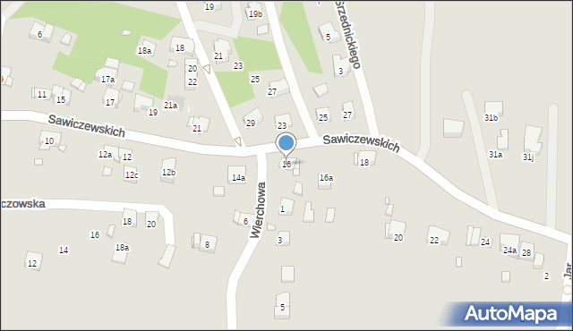 Kraków, Sawiczewskich Józefa i Floriana, 16, mapa Krakowa