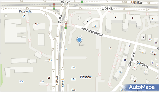 Kraków, Saska, 4, mapa Krakowa