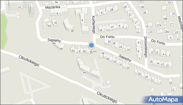 Kraków, Sapiehy Adama Stefana, ks. kard., 51, mapa Krakowa