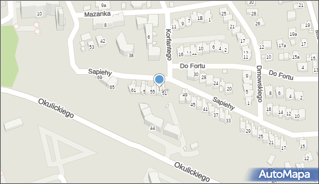 Kraków, Sapiehy Adama Stefana, ks. kard., 53, mapa Krakowa