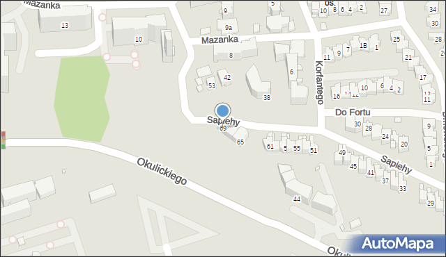 Kraków, Sapiehy Adama Stefana, ks. kard., 69, mapa Krakowa