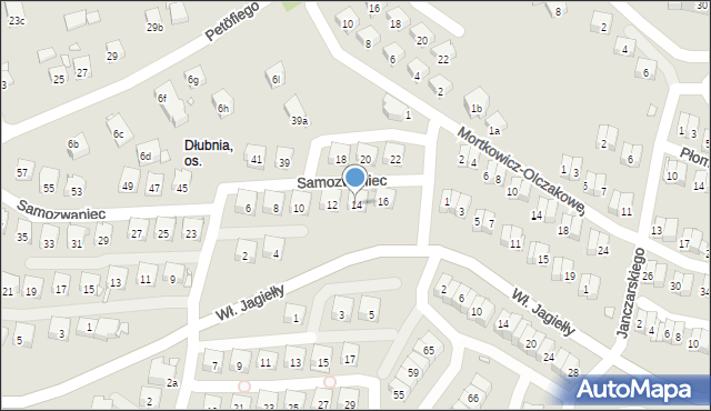 Kraków, Samozwaniec Magdaleny, 14, mapa Krakowa