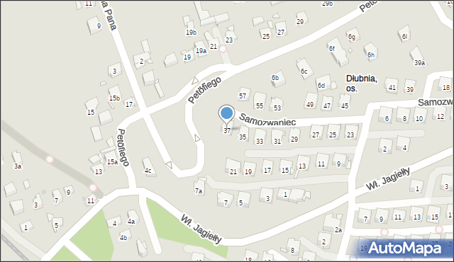 Kraków, Samozwaniec Magdaleny, 37, mapa Krakowa