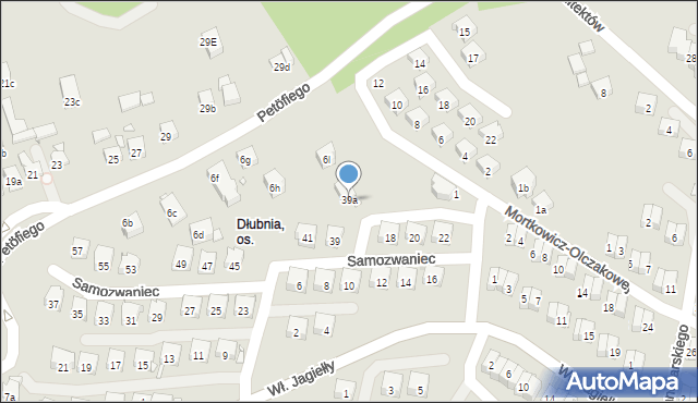 Kraków, Samozwaniec Magdaleny, 39a, mapa Krakowa