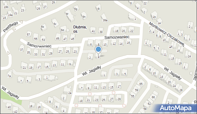 Kraków, Samozwaniec Magdaleny, 4, mapa Krakowa