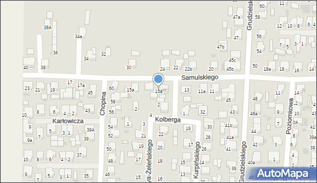 Krotoszyn, Samulskiego, 13a, mapa Krotoszyna