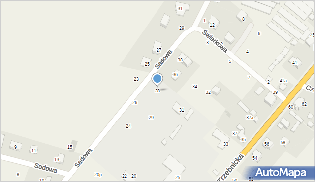 Księginice, Sadowa, 28, mapa Księginice