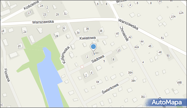 Kuligów, Sadowa, 3, mapa Kuligów