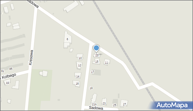 Leszno, Sadowa, 13, mapa Leszno