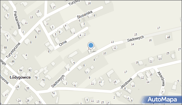 Łodygowice, Sadowych, 7, mapa Łodygowice