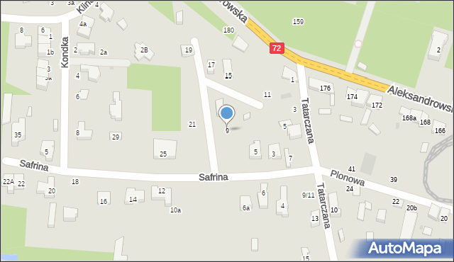 Łódź, Safrina Horacego, 9, mapa Łodzi