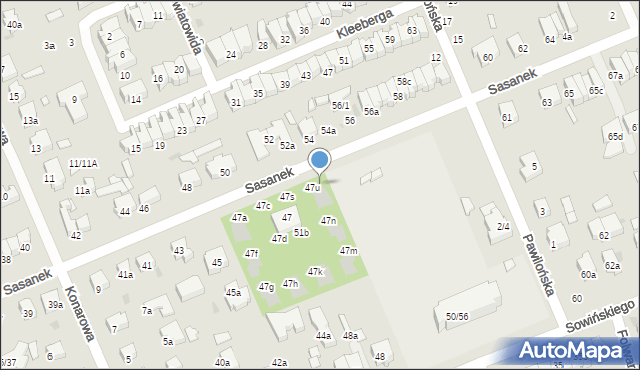 Łódź, Sasanek, 47w, mapa Łodzi