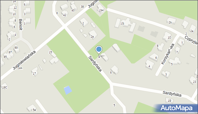 Łódź, Sardyńska, 4, mapa Łodzi