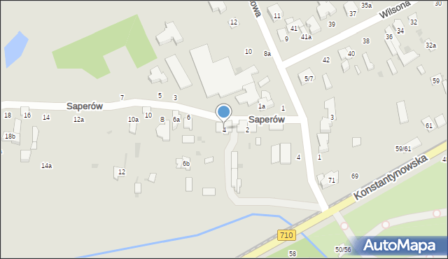 Łódź, Saperów, 4, mapa Łodzi