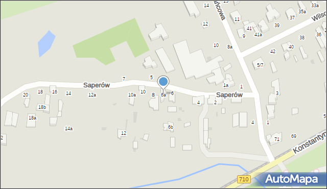 Łódź, Saperów, 6a, mapa Łodzi