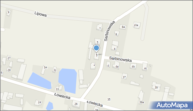 Łowęcin, Sarbinowska, 3, mapa Łowęcin