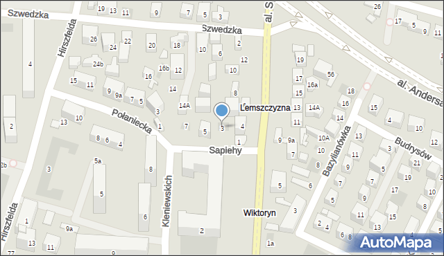 Lublin, Sapiehy Jana, 3, mapa Lublina