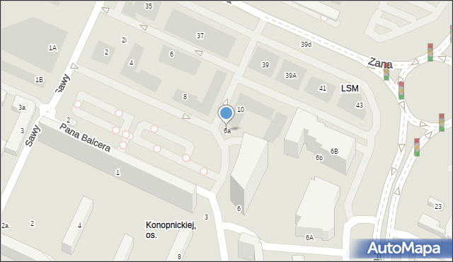 Lublin, Sawy Jana, 6a, mapa Lublina