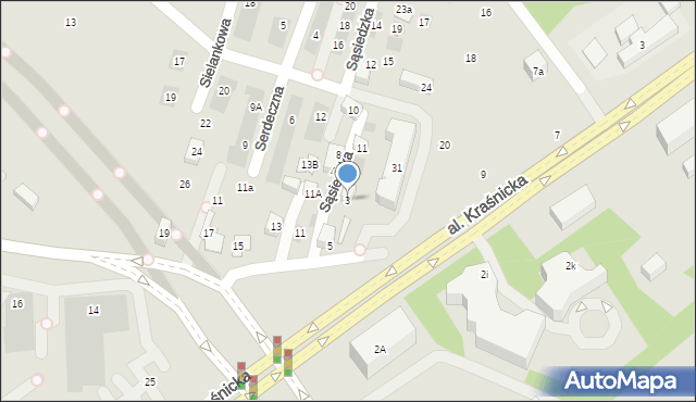 Lublin, Sąsiedzka, 3, mapa Lublina