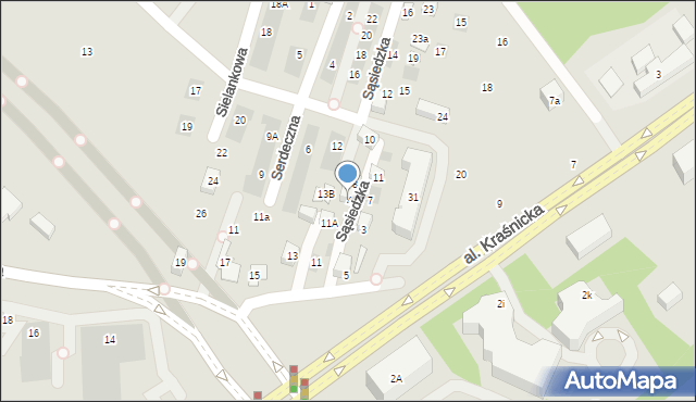 Lublin, Sąsiedzka, 4, mapa Lublina