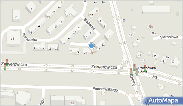 Lublin, Sądecka, 18, mapa Lublina