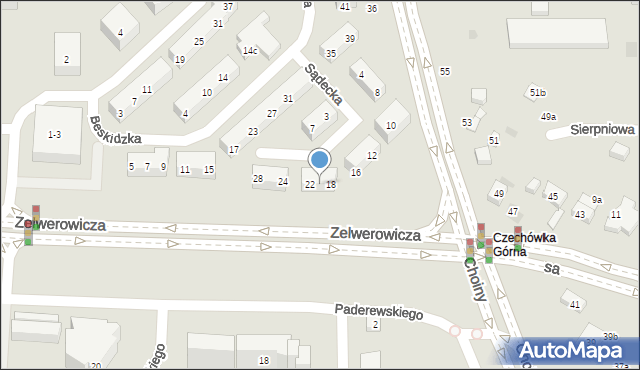 Lublin, Sądecka, 20, mapa Lublina