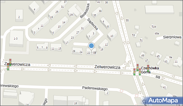 Lublin, Sądecka, 20, mapa Lublina