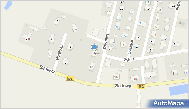 Łysomice, Sadowa, 13, mapa Łysomice