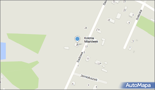 Milanówek, Sadowa, 26, mapa Milanówek