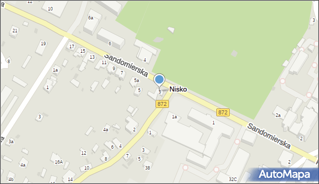 Nisko, Sandomierska, 3, mapa Nisko