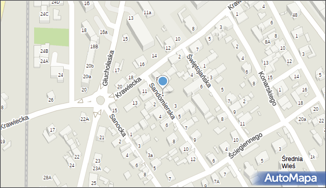 Nysa, Sandomierska, 1, mapa Nysy