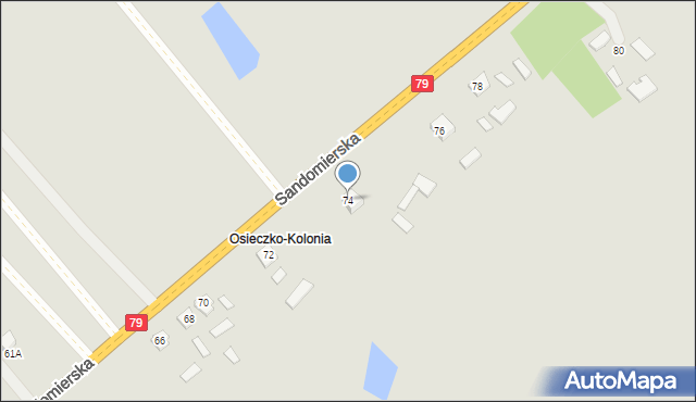 Osiek, Sandomierska, 74, mapa Osiek