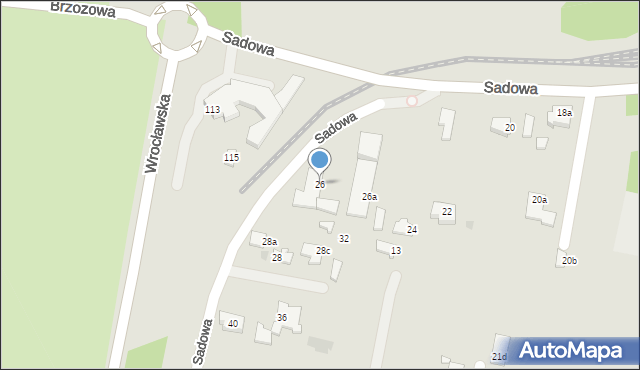 Ostrów Wielkopolski, Sadowa, 26, mapa Ostrów Wielkopolski