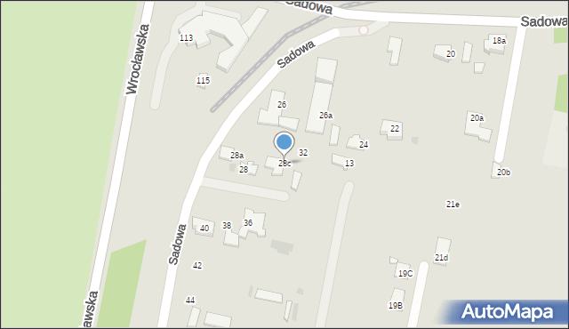 Ostrów Wielkopolski, Sadowa, 28c, mapa Ostrów Wielkopolski