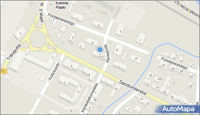 Ostrowiec Świętokrzyski, Sandomierska, 3, mapa Ostrowiec Świętokrzyski