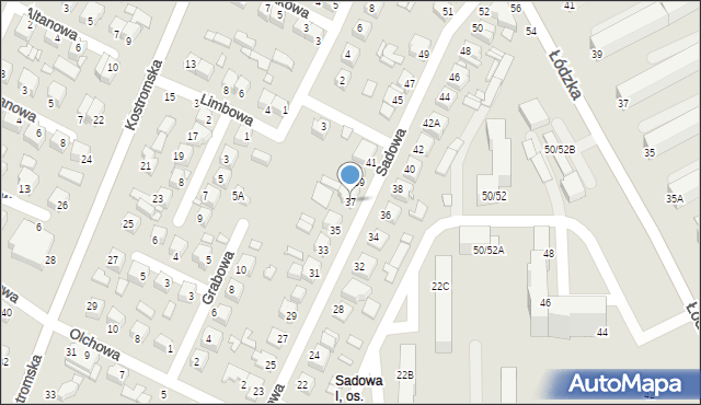 Piotrków Trybunalski, Sadowa, 37, mapa Piotrków Trybunalski