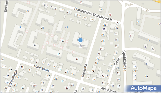 Płock, Saperska, 21, mapa Płock