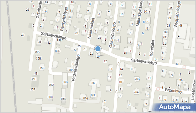 Płońsk, Sarbiewskiego Macieja Kazimierza, ks., 19, mapa Płońsk