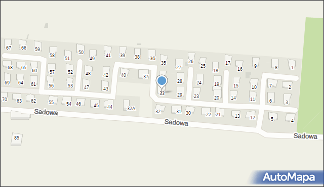 Popów, Sadowa, 33, mapa Popów