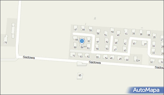 Popów, Sadowa, 64, mapa Popów