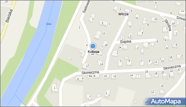 Porąbka, Sadowa, 13, mapa Porąbka