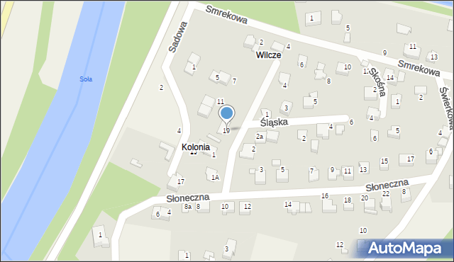 Porąbka, Sadowa, 19, mapa Porąbka