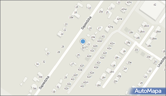 Poznań, Sąsiedzka, 23, mapa Poznania