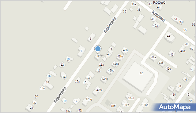 Poznań, Sąsiedzka, 9, mapa Poznania