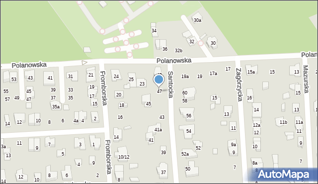 Poznań, Santocka, 47, mapa Poznania